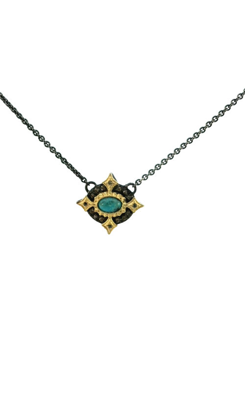 Blackened Silver and 18K Yellow Gold Gemstone Necklace