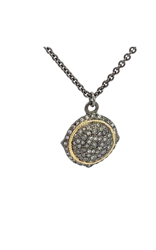 Sterling Silver (925) and 18K Yellow Gold Pendant and Diamond Necklace