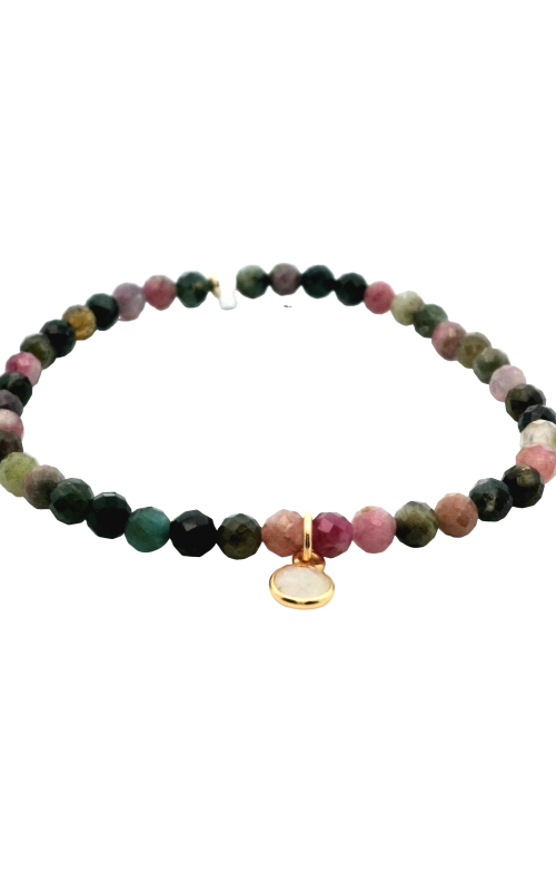 Tourmaline and Quartzite Bead and Charm Bracelet