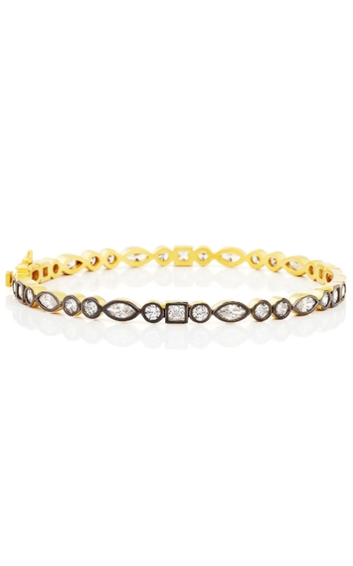 Sterling Silver (925), 14K Yellow Gold Plated and Black Rhodium Plated Bangle and CZ Bracelet