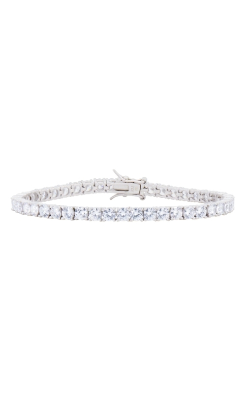 Sterling Silver (925), Rhodium Plated and CZ Tennis and CZ Bracelet