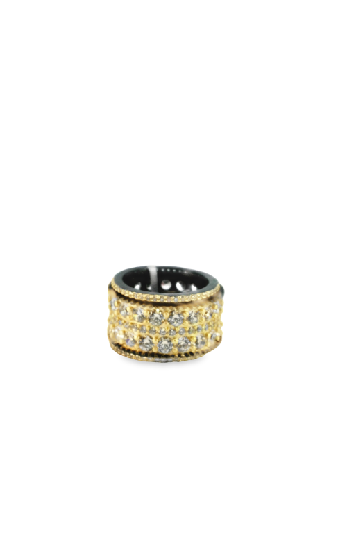 Sterling Silver (925), CZ, 18K Yellow Gold Plating and Black Rhodium Plating CZ Ring