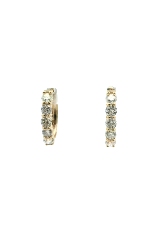 14k Yellow Gold Hoop and Diamond Earrings