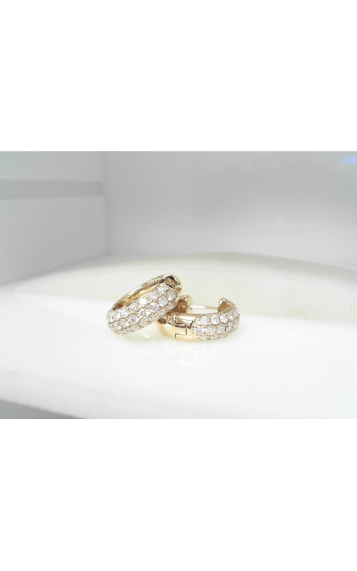 14k Yellow Gold Hoop and Diamond Earrings