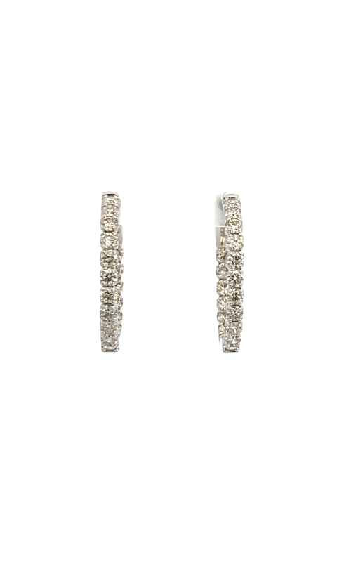 14 White Gold Hoop and Diamond Earrings