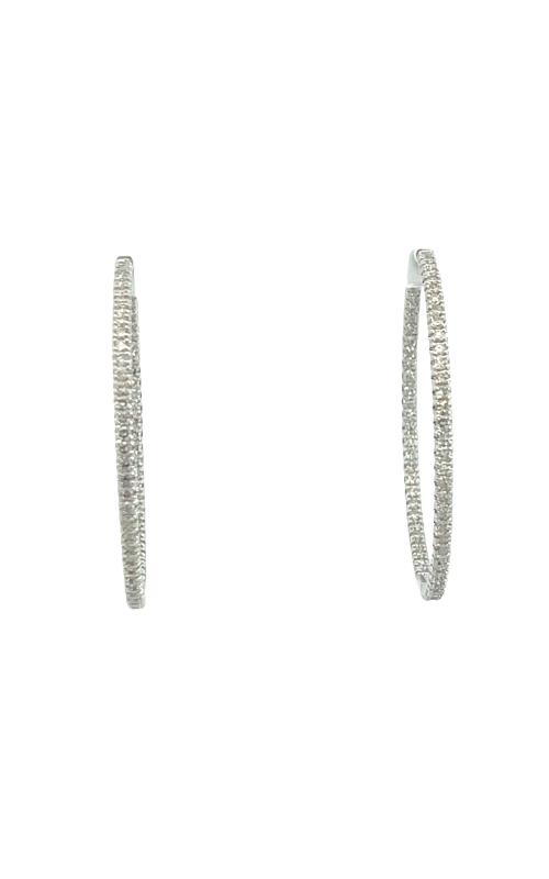 14 White Gold Hoop and Diamond Earrings