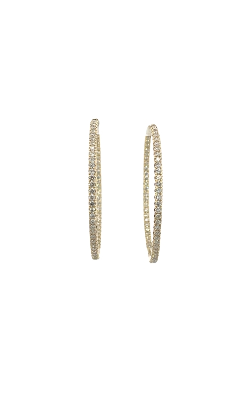 14k Yellow Gold Hoop and Diamond Earrings