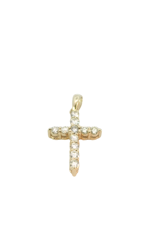 14K Yellow Gold Cross, Diamond and Pendant Necklace