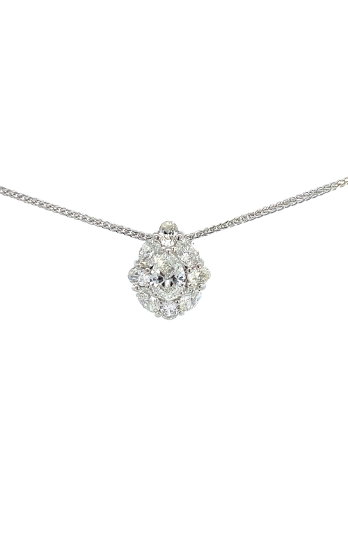 Platinum Diamond, Halo and Pendant Necklace