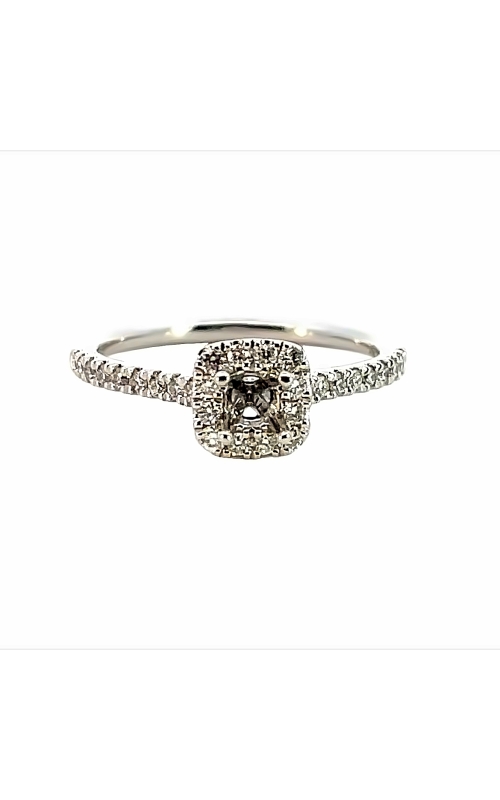 14K White Gold Halo and Diamond Engagement Ring