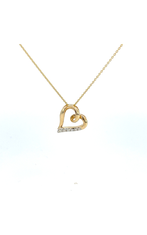 14K Yellow Gold Heart, Diamond and Pendant Necklace