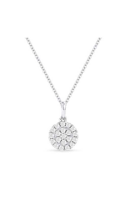 14K White Gold Pendant, Diamond and Circle Necklace