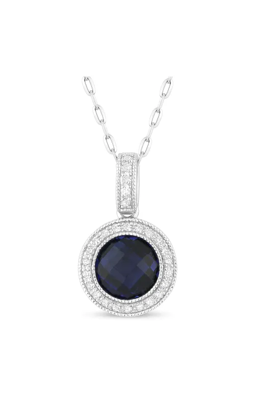 14K White Gold Halo and Lab Grown Necklace