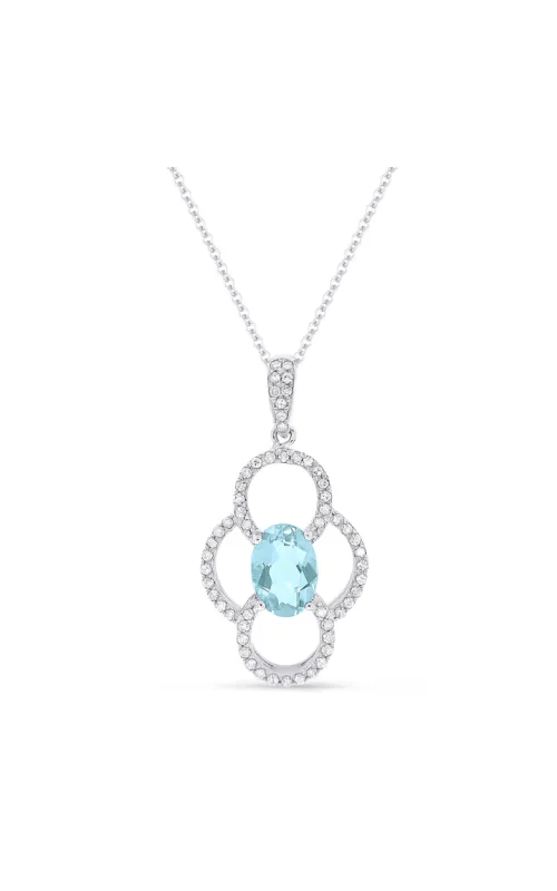 14K White Gold Gemstone Necklace