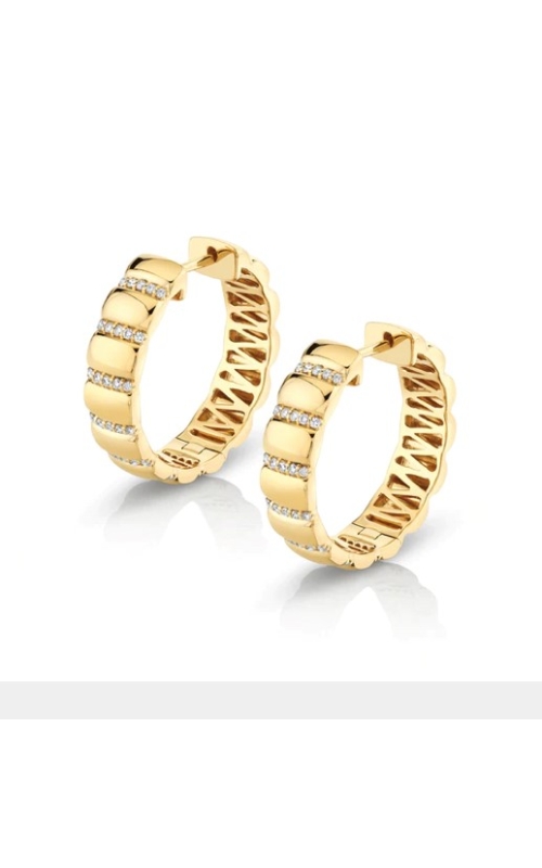 14k Yellow Gold Hoop and Diamond Earrings