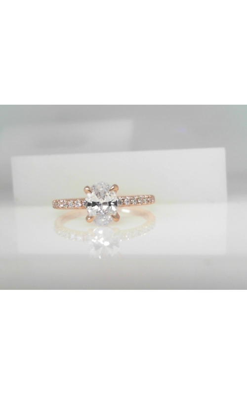 18K Rose Gold Sidestone Engagement Ring